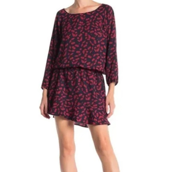Joie Arryn B Elastic Drop Waist Cherry Print Fruits Blouson Mini Dress S - Picture 3 of 10